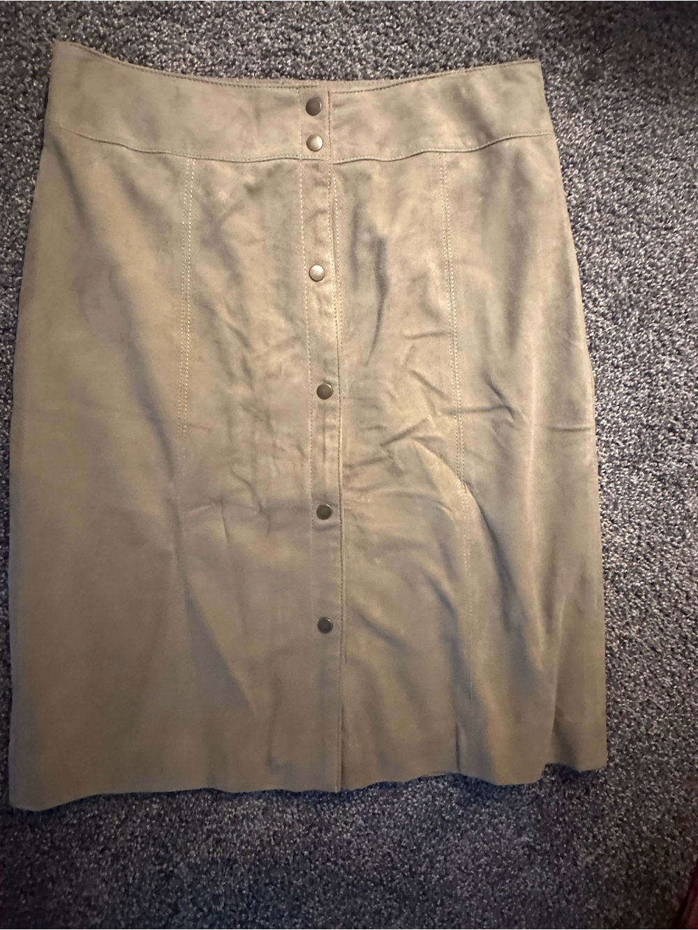 Talbots Olive Button-Front Pencil Skirt with matching taffeta blouse